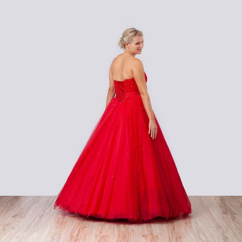 Rotes Tüll-Ballkleid, Rückansicht